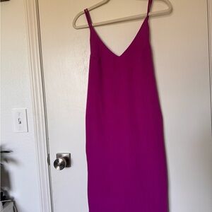 Perfectly Priscilla V-Neck Spaghetti Strap Dress - Magenta
